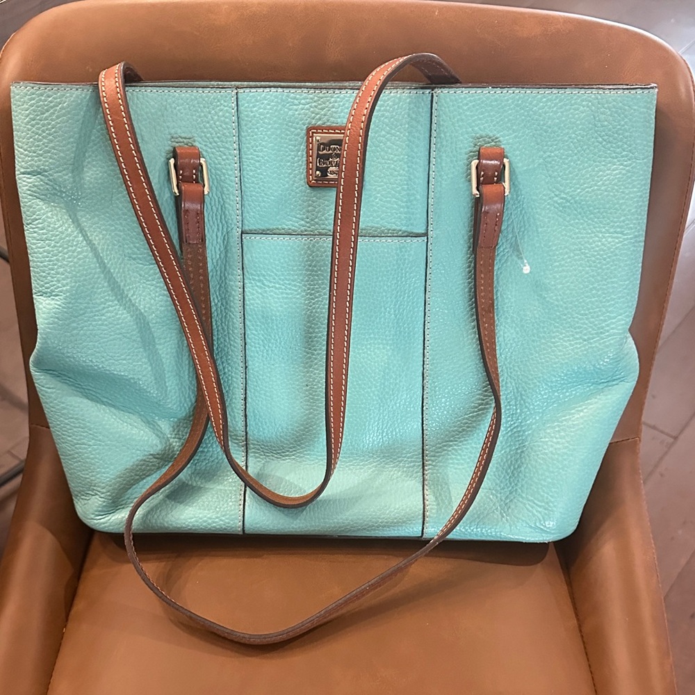 Dooney & Bourke Turquoise and Brown Tote Bag